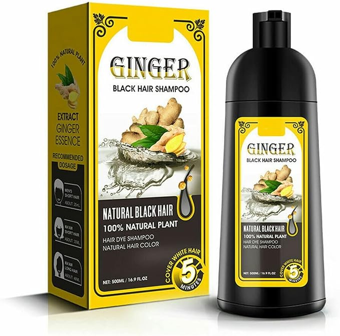 Natural Ginger Coloring Dye Fast Hair Shampoo,Instanty Black Hair Color Matter agent Last 30 days,for Women Men Cover Gray White Hair,Hair Dye Coloring Nourishing Shampoo