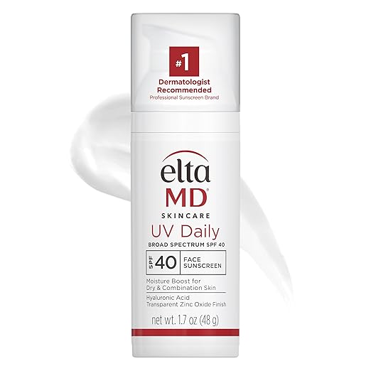 EltaMD UV Daily SPF 40 Face Sunscreen Moisturizer with Zinc Oxide, Daily Face Moisturizer with SPF, Sunscreen, 1.7 oz Pump Sunscreen