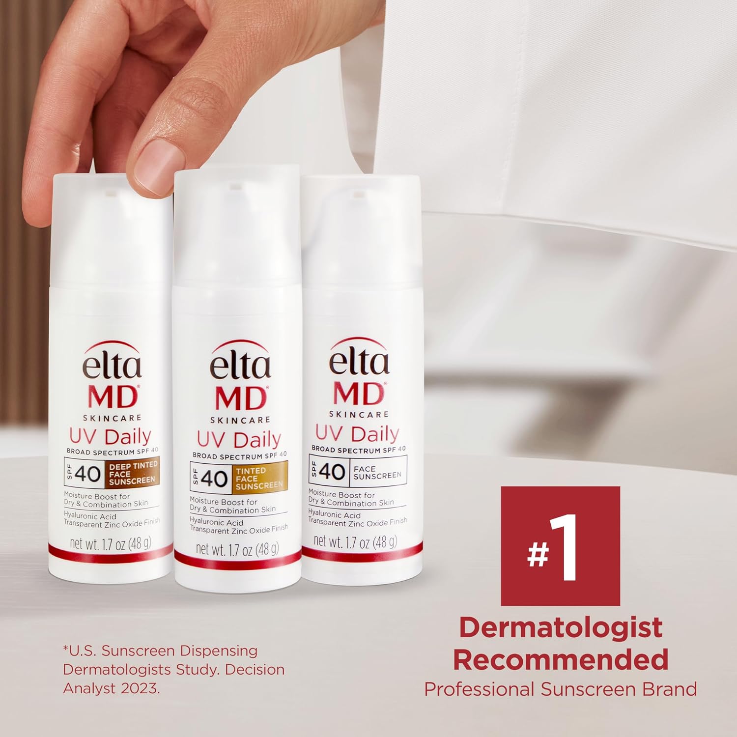EltaMD UV Daily SPF 40 Face Sunscreen Moisturizer with Zinc Oxide, Daily Face Moisturizer with SPF, Sunscreen, 1.7 oz Pump Sunscreen