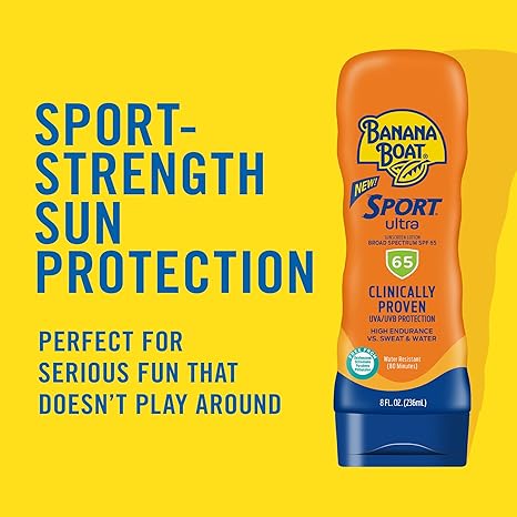 Banana Boat Sport Ultra SPF 65 Sunscreen Lotion, 8oz | Banana Boat Sunscreen SPF 65 Lotion