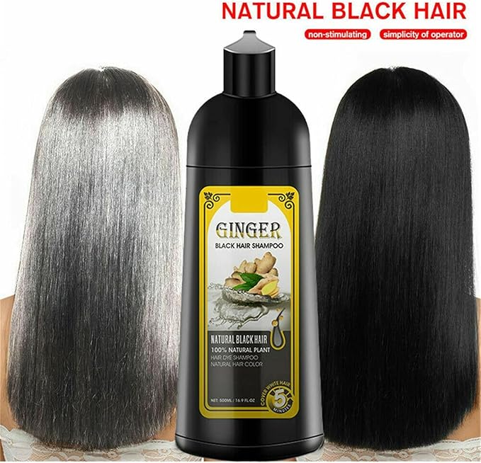 Natural Ginger Coloring Dye Fast Hair Shampoo,Instanty Black Hair Color Matter agent Last 30 days,for Women Men Cover Gray White Hair,Hair Dye Coloring Nourishing Shampoo