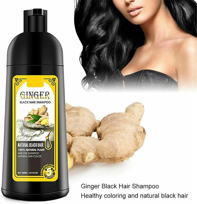 Natural Ginger Coloring Dye Fast Hair Shampoo,Instanty Black Hair Color Matter agent Last 30 days,for Women Men Cover Gray White Hair,Hair Dye Coloring Nourishing Shampoo