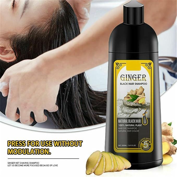Natural Ginger Coloring Dye Fast Hair Shampoo,Instanty Black Hair Color Matter agent Last 30 days,for Women Men Cover Gray White Hair,Hair Dye Coloring Nourishing Shampoo