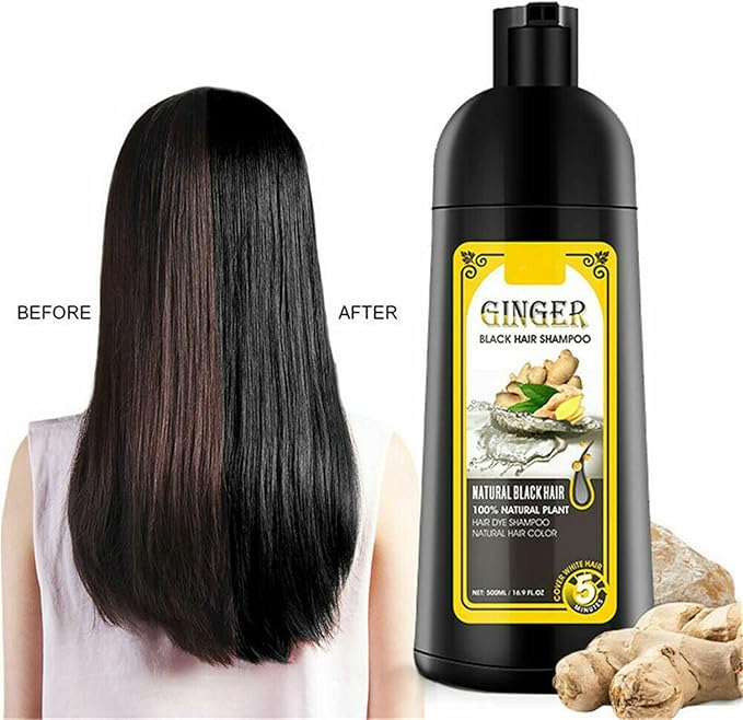 Natural Ginger Coloring Dye Fast Hair Shampoo,Instanty Black Hair Color Matter agent Last 30 days,for Women Men Cover Gray White Hair,Hair Dye Coloring Nourishing Shampoo