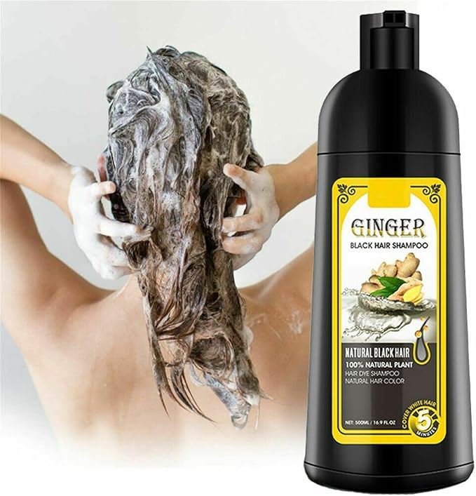 Natural Ginger Coloring Dye Fast Hair Shampoo,Instanty Black Hair Color Matter agent Last 30 days,for Women Men Cover Gray White Hair,Hair Dye Coloring Nourishing Shampoo