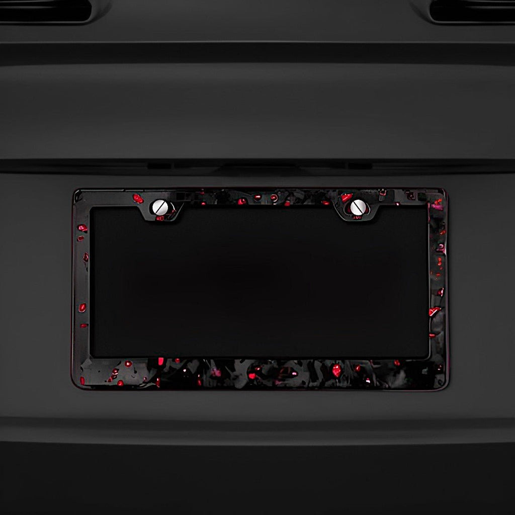 Forged Carbon Fiber License Plate - Red Forged