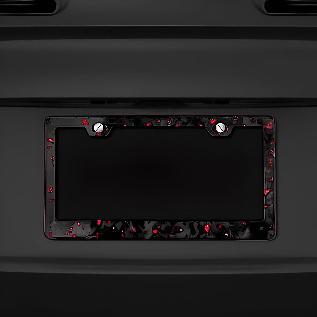 Forged Carbon Fiber License Plate - Red Forged